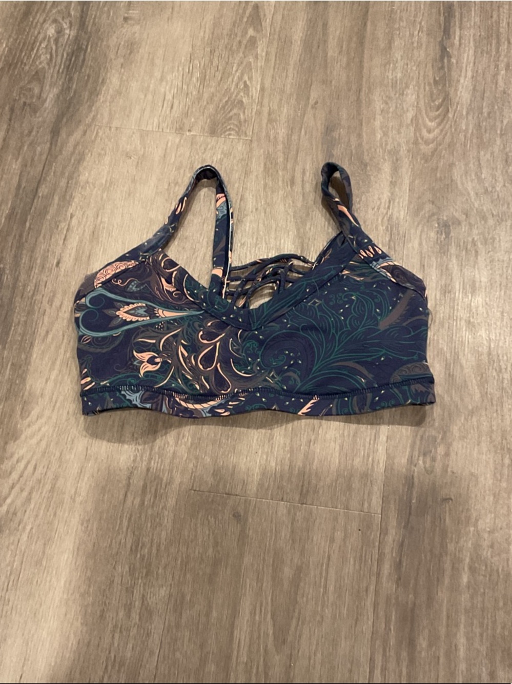 Women's Navy Floral Swim top/Sports bra